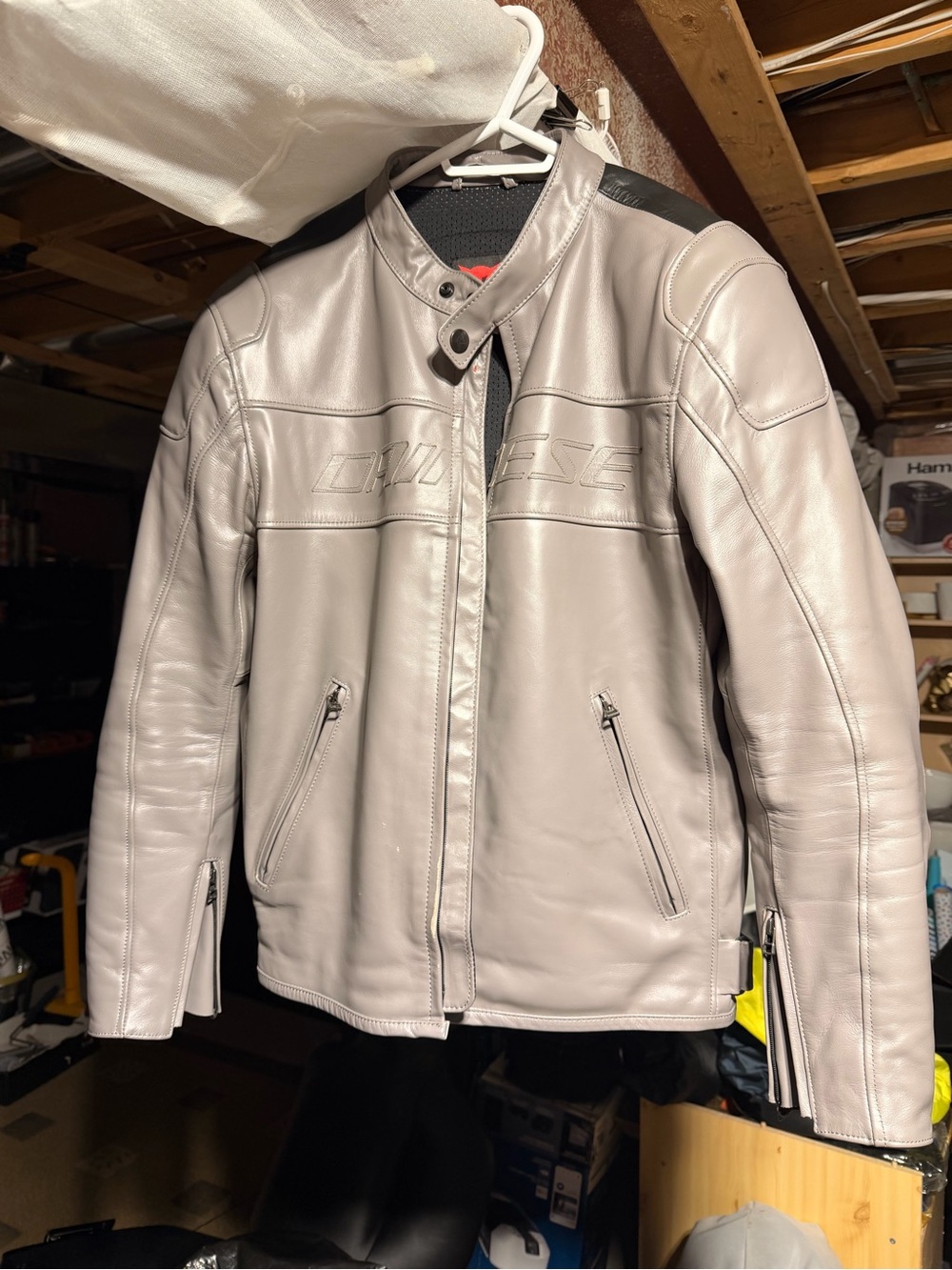 Men's Dainese BARDO Smoke Black Custom Leather Motorcycle Jacket